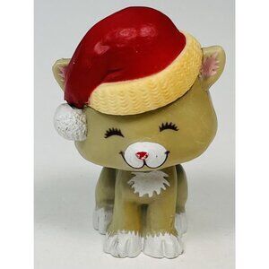 VTG HALLMARK Merry Miniatures Cat Figurine w/ Santa Hat 1980s *Discoloration*